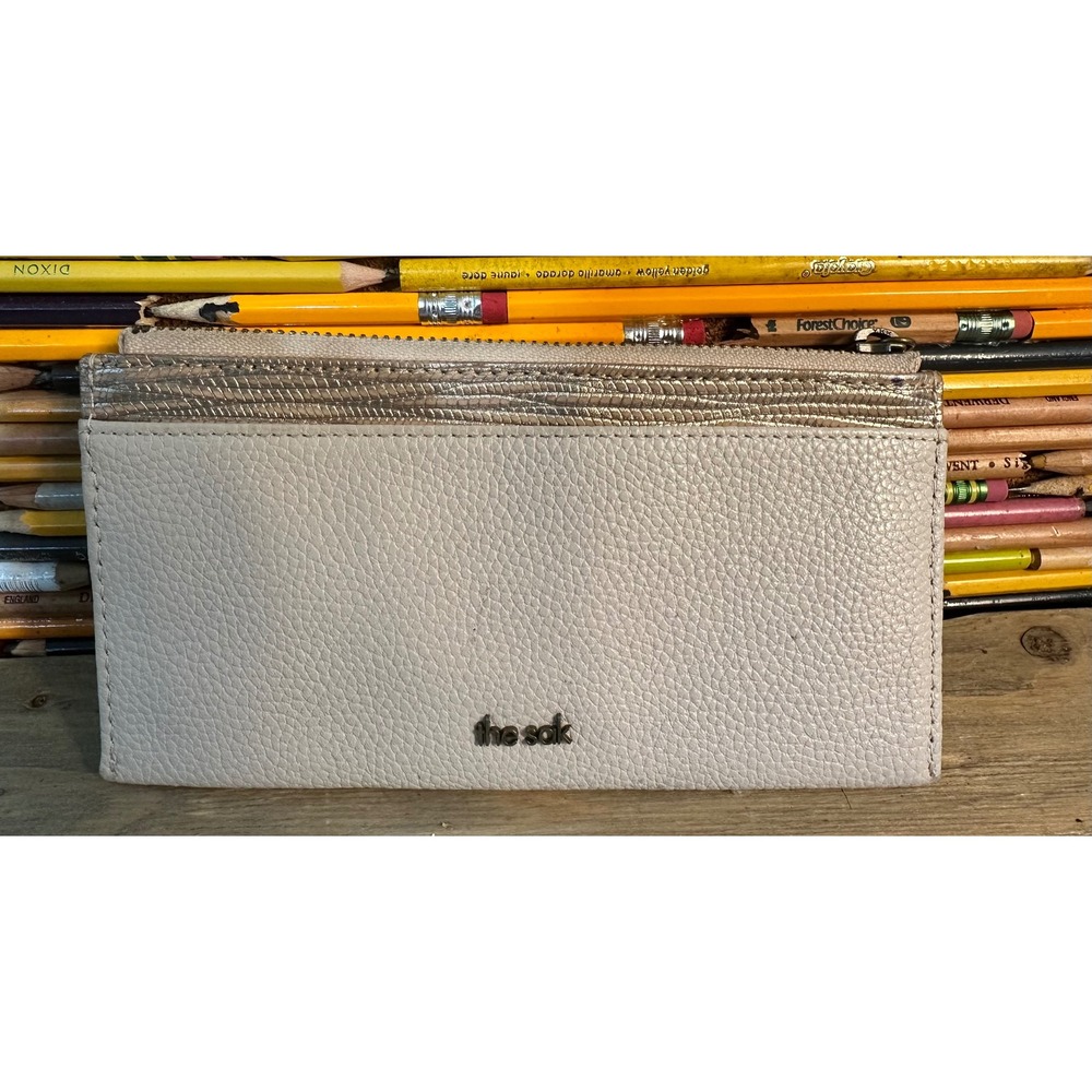 The Sak Iris Slim Wallet Leather Metallic Women OS Stone MONEY